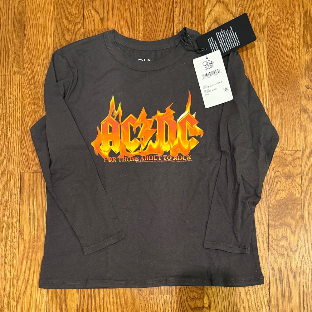 Chaser Brand AC/DC Kids Long Sleeve Tee - Black with Fiery Orange Logo